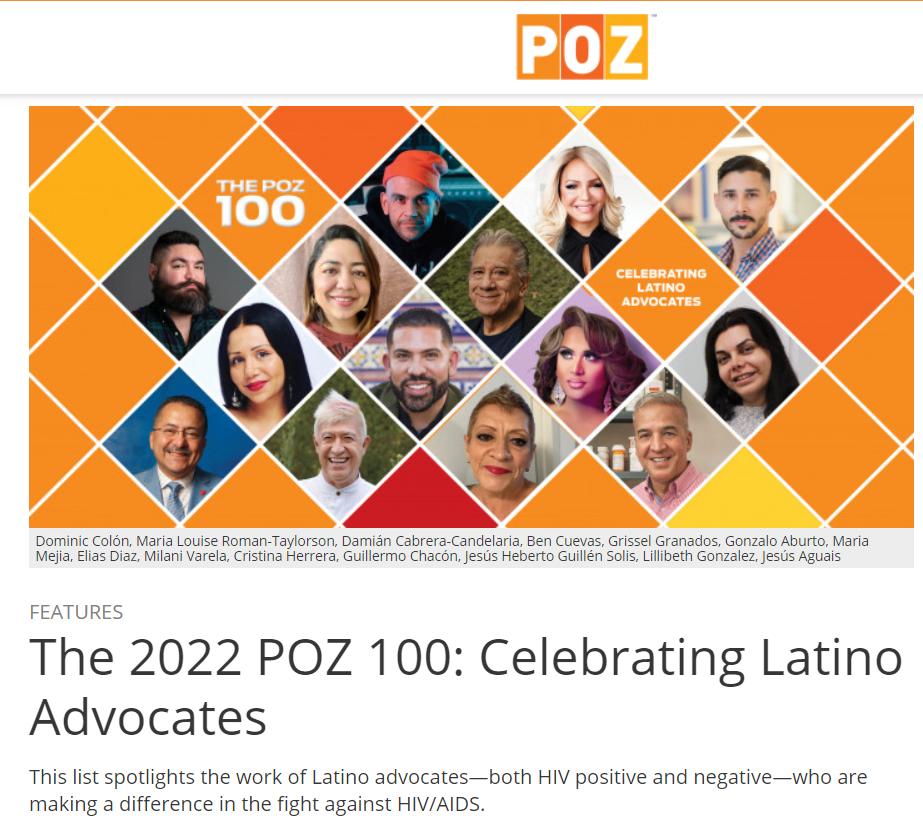 El presidente de AID FOR AIDS, Jesús Aguais, apareció en The POZ 100: Celebrating Latino Advocates